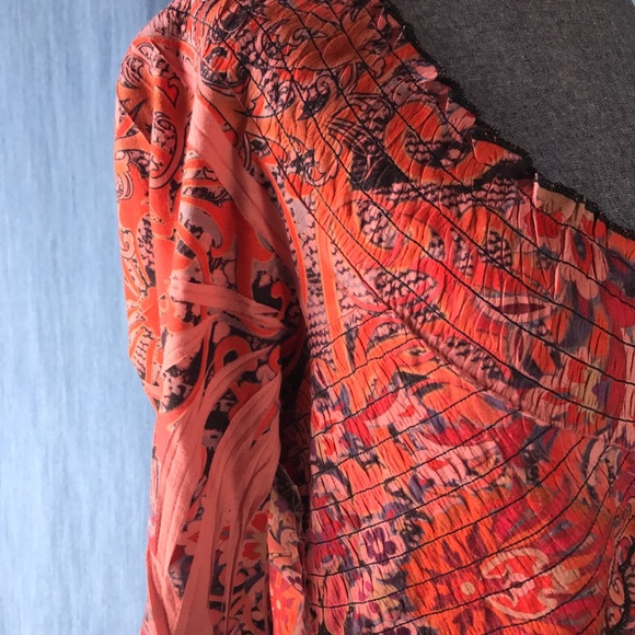 One World Medium Pink & Orange BoHo Tribal Shirt - Picture 5 of 8